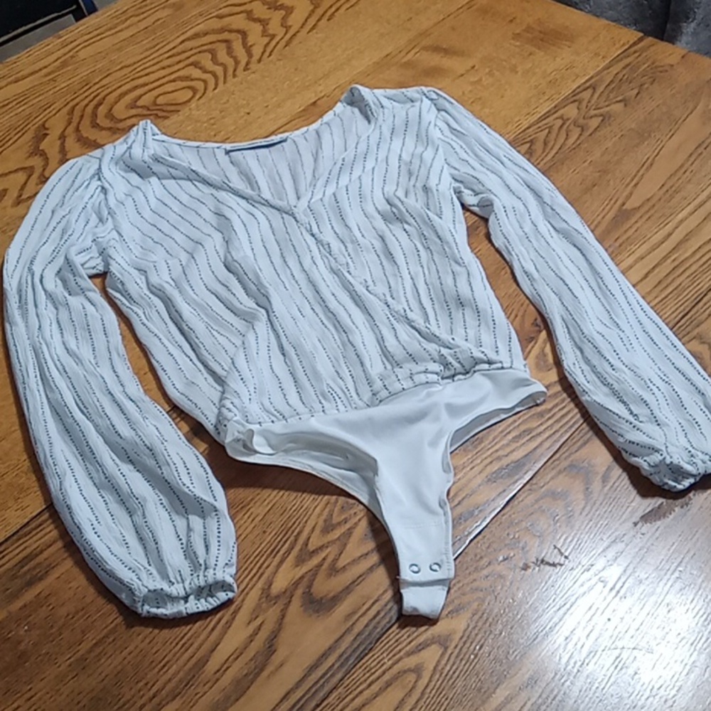 ABERCROMBIE & FITCH Womens XS Bodysuit Stretch Used Preowned BLACK WHITE